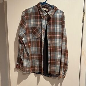 Altar'd State Plaid Button Down Shirt - Blue and Brown